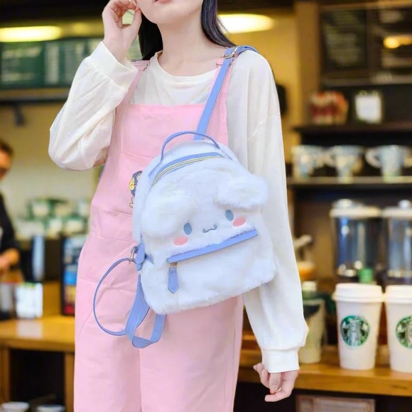 Cute Fluffy Cinnamoroll Plush Backpack for Girls - Picture 3 of 7
